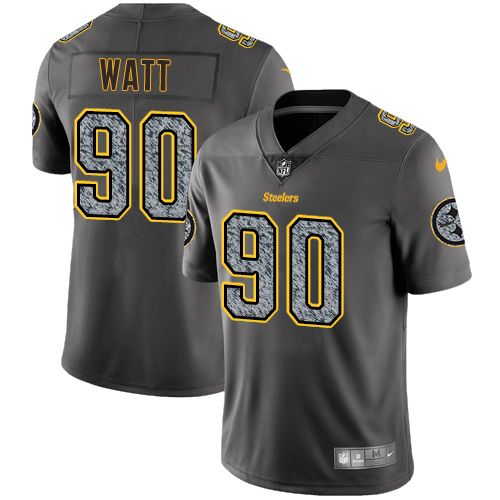 Nike Steelers #90 T. J. Watt Gray Static Men's Stitched NFL Vapor Untouchable Limited Jersey - Click Image to Close